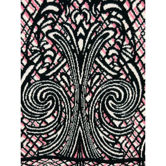 BCBGMaxAzria Baroque Jacquard Black & Pink Knit Peplum Top Medium - Picture 4 of 4